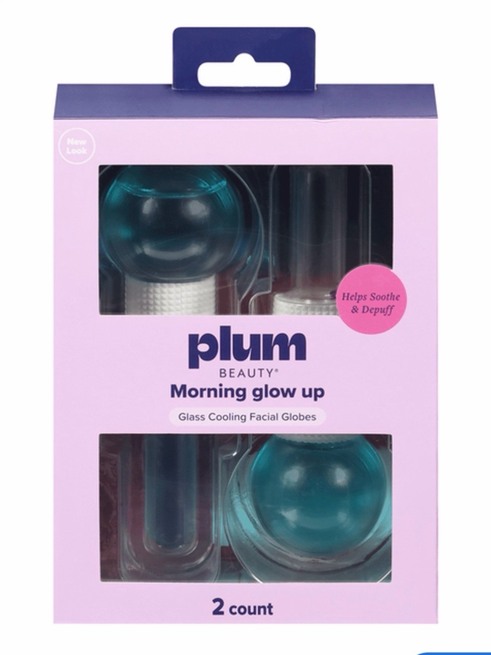 Plum Beauty Morning Glow Up Glass Cooling Facial Globes Set NIB